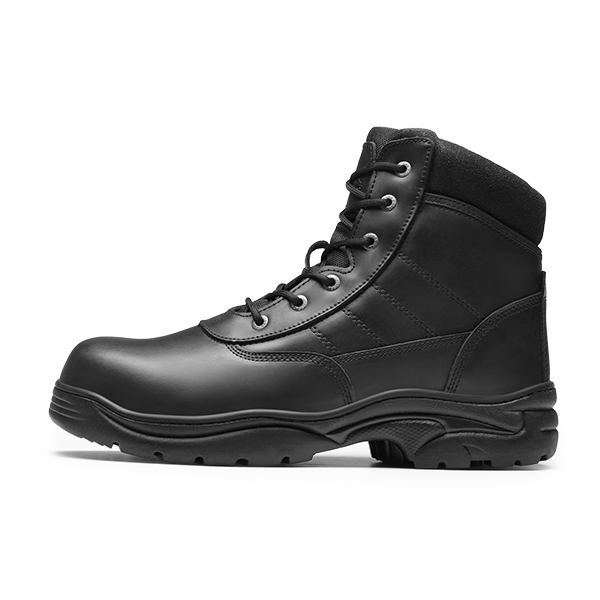 Men's Steel-Toe Industrial Work Boots - BLACK - 6